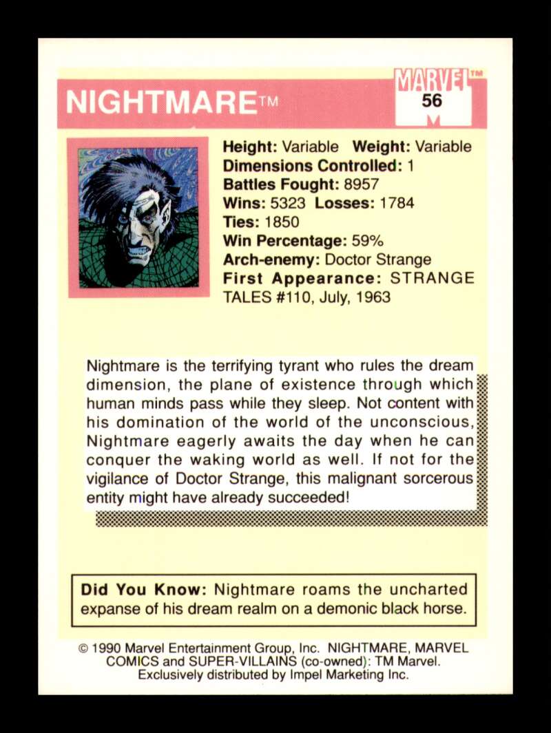 Load image into Gallery viewer, 1990 Impel Marvel Universe Nightmare #56 NM OR BETTER Image 2
