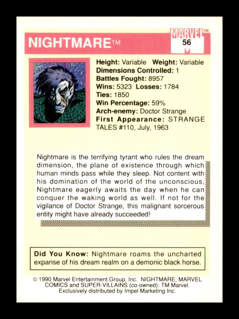 Load image into Gallery viewer, 1990 Impel Marvel Universe Nightmare #56 NM OR BETTER Image 2
