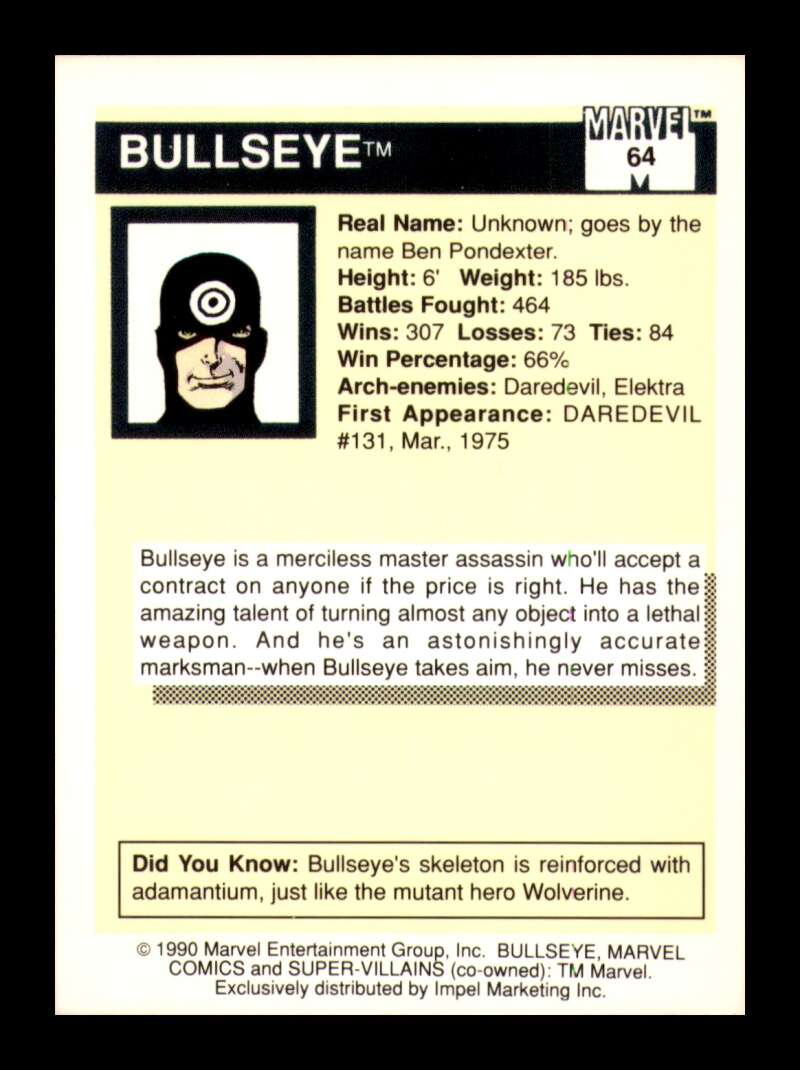 Load image into Gallery viewer, 1990 Impel Marvel Universe Bullseye #64 NM OR BETTER Image 2
