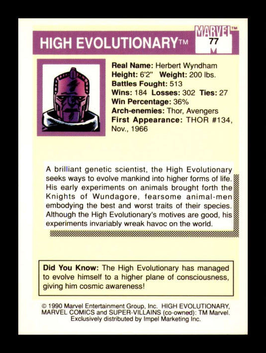 1990 Impel Marvel Universe High Evolutionary 