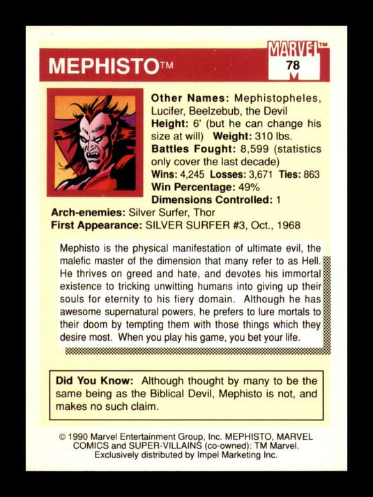 1990 Impel Marvel Universe Mephisto 