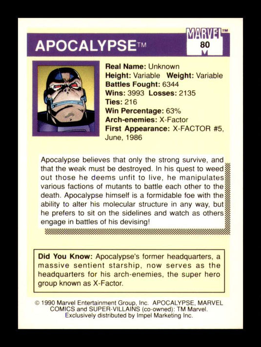1990 Impel Marvel Universe Apocalypse 