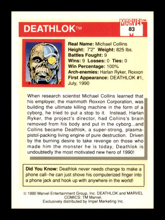 1990 Impel Marvel Universe Deathlok 