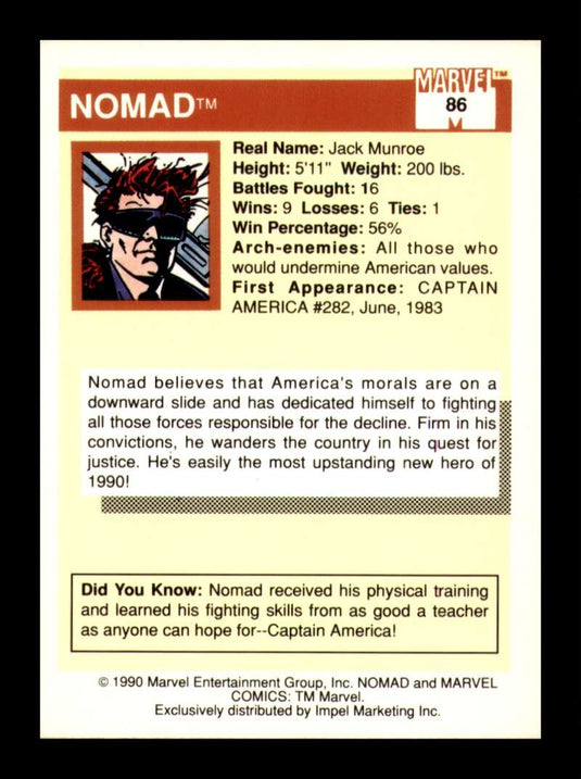 1990 Impel Marvel Universe Nomad 