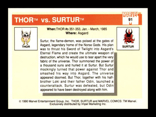 1990 Impel Marvel Universe Thor vs. Surtur 