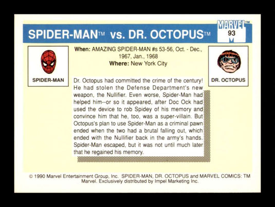 1990 Impel Marvel Universe Spider-Man/Dr. Octopus 