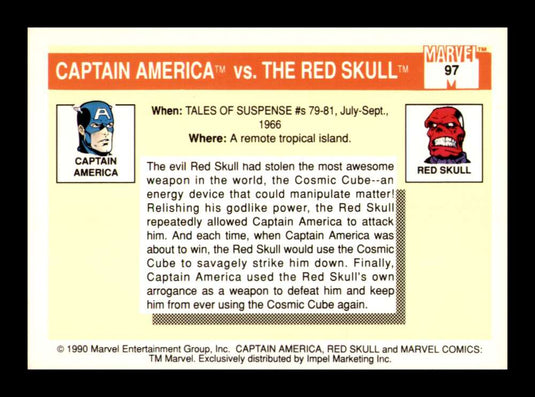 1990 Impel Marvel Universe Captain America vs. The Red Skull 