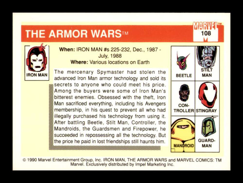 Load image into Gallery viewer, 1990 Impel Marvel Universe The Armor Wars #108 NM OR BETTER Image 2

