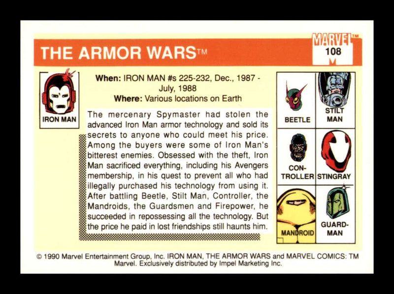 Load image into Gallery viewer, 1990 Impel Marvel Universe The Armor Wars #108 NM OR BETTER Image 2
