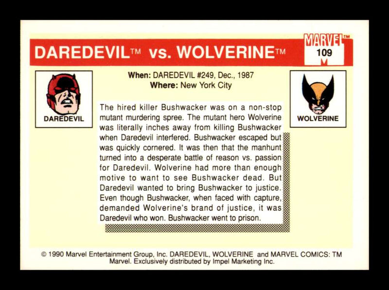 Load image into Gallery viewer, 1990 Impel Marvel Universe Daredevil vs. Wolverine #109 NM OR BETTER Image 2
