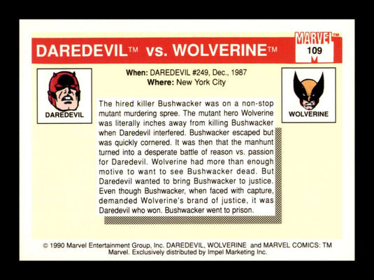 1990 Impel Marvel Universe Daredevil vs. Wolverine
