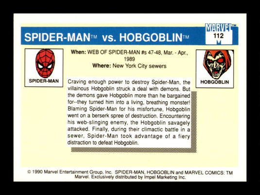1990 Impel Marvel Universe Spider-Man vs. Hobgoblin