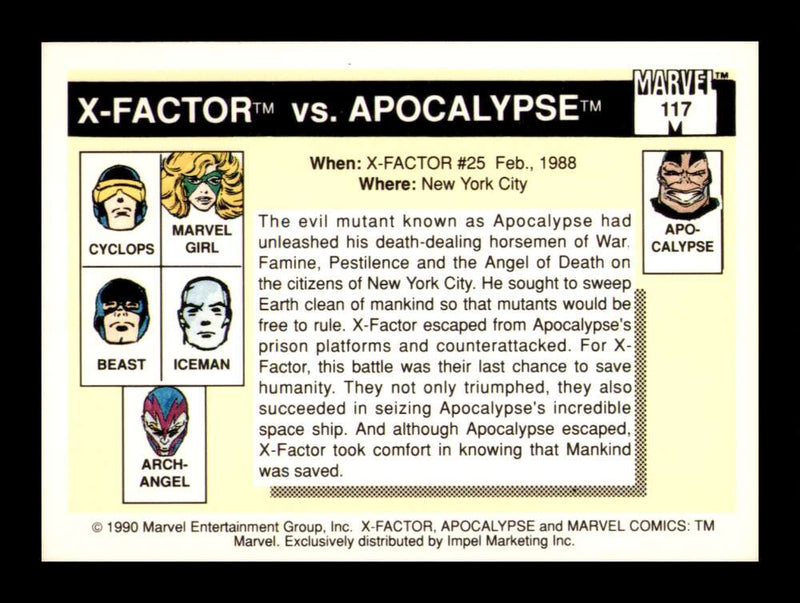 Load image into Gallery viewer, 1990 Impel Marvel Universe X-Factor vs. Apocalypse #117 NM OR BETTER Image 2
