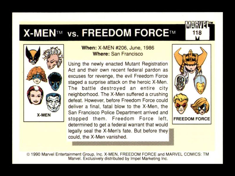 Load image into Gallery viewer, 1990 Impel Marvel Universe X-Men vs Freedom Force #118 NM OR BETTER Image 2

