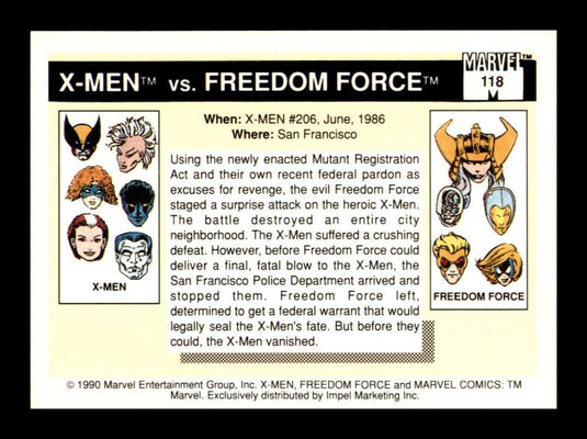 1990 Impel Marvel Universe X-Men vs Freedom Force 
