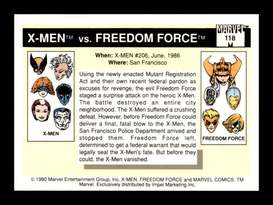 1990 Impel Marvel Universe X-Men vs Freedom Force 