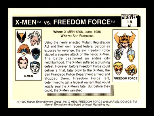 1990 Impel Marvel Universe X-Men vs Freedom Force