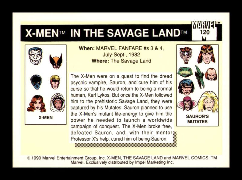 Load image into Gallery viewer, 1990 Impel Marvel Universe X-Men in The Savage Land #120 NM OR BETTER Image 2
