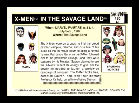 1990 Impel Marvel Universe X-Men in The Savage Land 