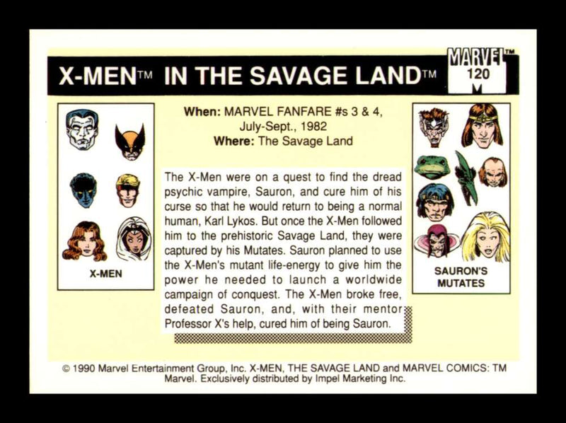 Load image into Gallery viewer, 1990 Impel Marvel Universe X-Men in The Savage Land #120 NM OR BETTER Image 2
