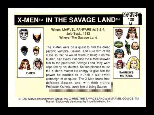 1990 Impel Marvel Universe X-Men in The Savage Land 