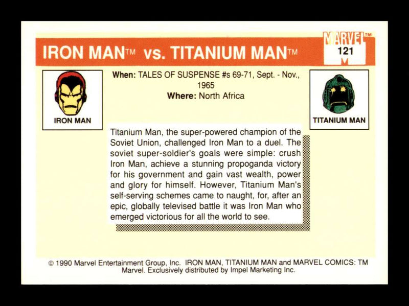 Load image into Gallery viewer, 1990 Impel Marvel Universe Iron Man vs. Titanium Man #121 NM OR BETTER Image 2
