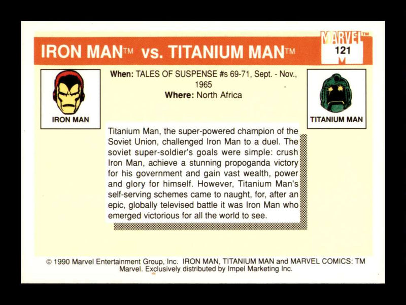 Load image into Gallery viewer, 1990 Impel Marvel Universe Iron Man vs. Titanium Man #121 NM OR BETTER Image 2
