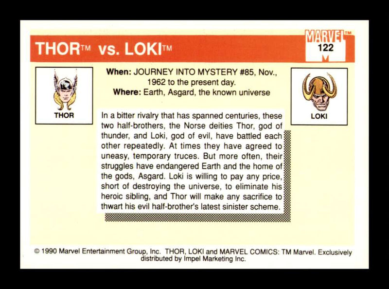 Load image into Gallery viewer, 1990 Impel Marvel Universe Thor Loki #122 NM OR BETTER Image 2
