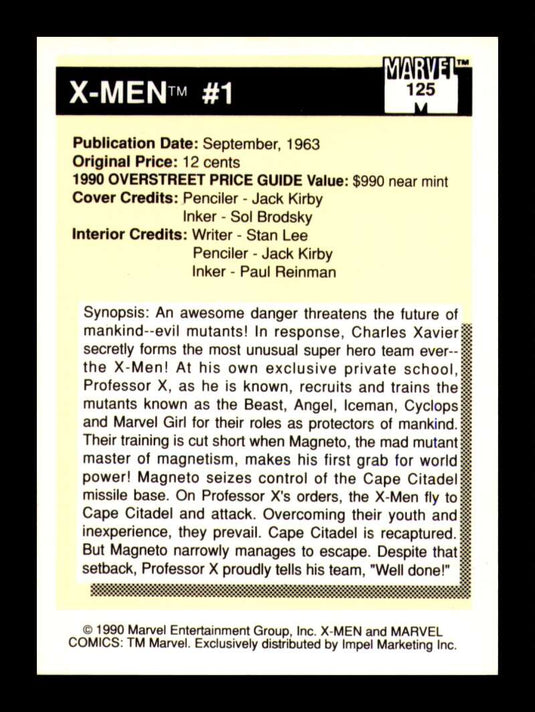 1990 Impel Marvel Universe X-Men #1 #125 NM OR BETTER