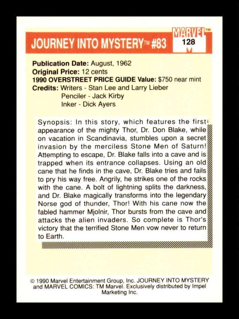 Load image into Gallery viewer, 1990 Impel Marvel Universe Journey into Mystery #83 #128 NM OR BETTER Image 2
