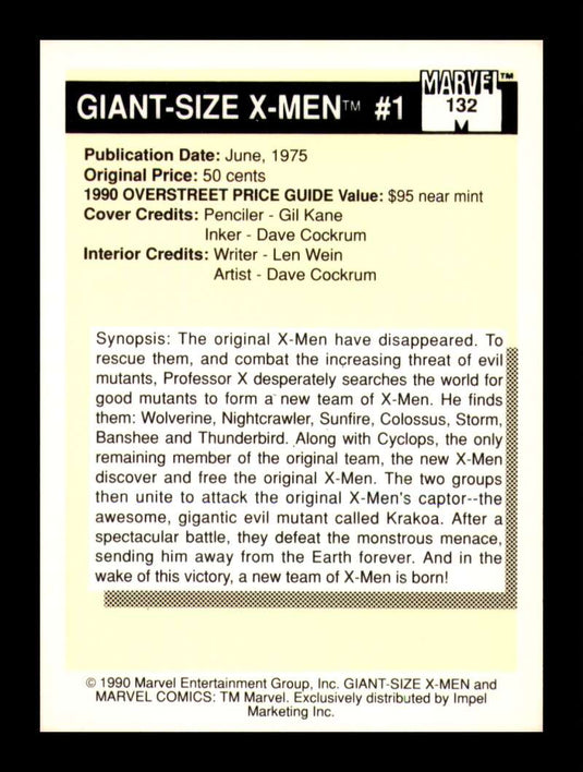 1990 Impel Marvel Universe Giant-Size X-Men #1 #132 NM OR BETTER