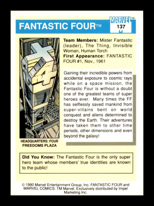 1990 Impel Marvel Universe Fantastic Four