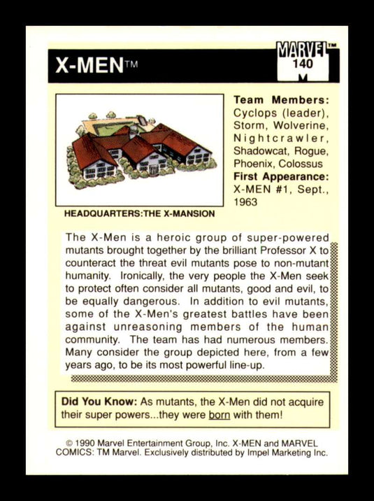 1990 Impel Marvel Universe Team Pictures: X-Men