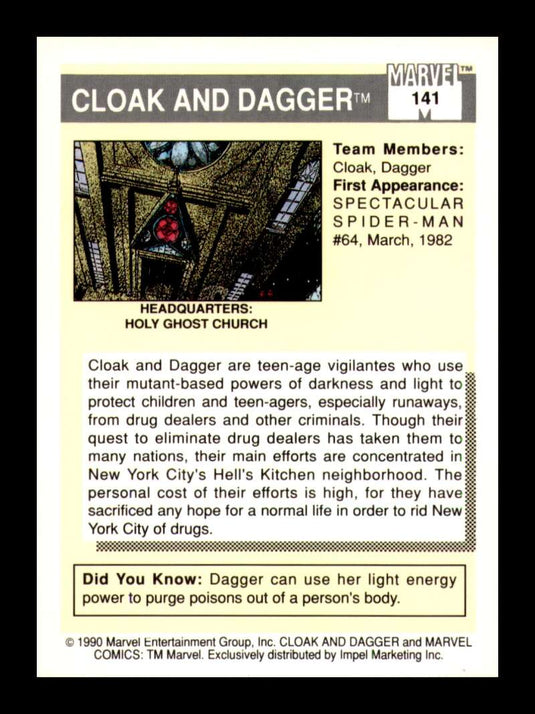1990 Impel Marvel Universe Cloak and Dagger 