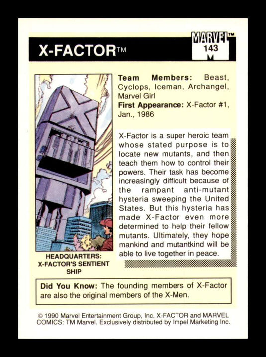 1990 Impel Marvel Universe Team Pictures: X-Factor