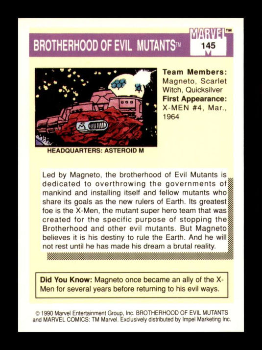 1990 Impel Marvel Universe Brotherhood of Evil Mutants