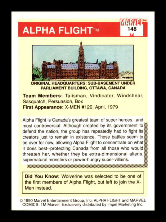 1990 Impel Marvel Universe Alpha Flight