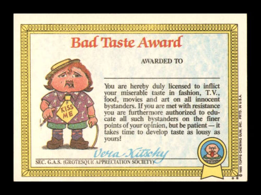 1985 Topps Garbage Pail Kids Series 1 Drunk Ken