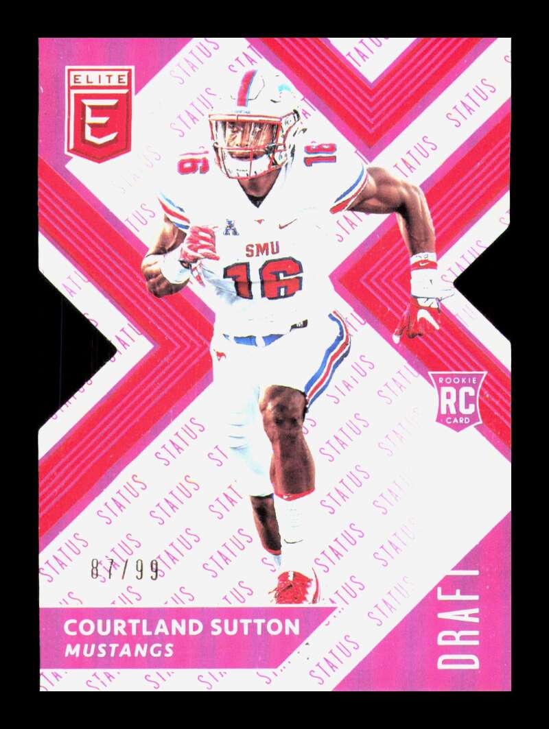 Load image into Gallery viewer, 2018 Panini Elite Draft Status Purple Die Cut Variaton Courtland Sutton #107 SMU Mustangs Rookie RC /99  Image 1
