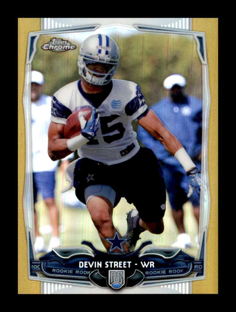 Load image into Gallery viewer, 2014 Topps Chrome Mini Gold Refractor Devin Street #127 Dallas Cowboys Rookie RC /10  Image 1
