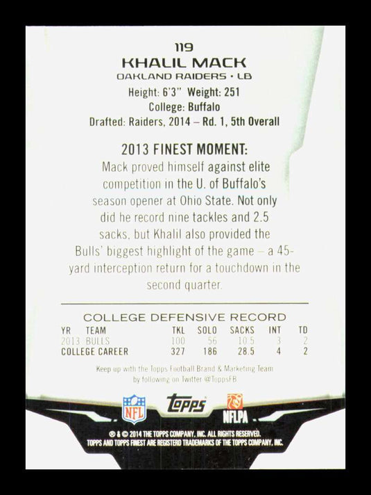 2014 Topps Finest Khalil Mack