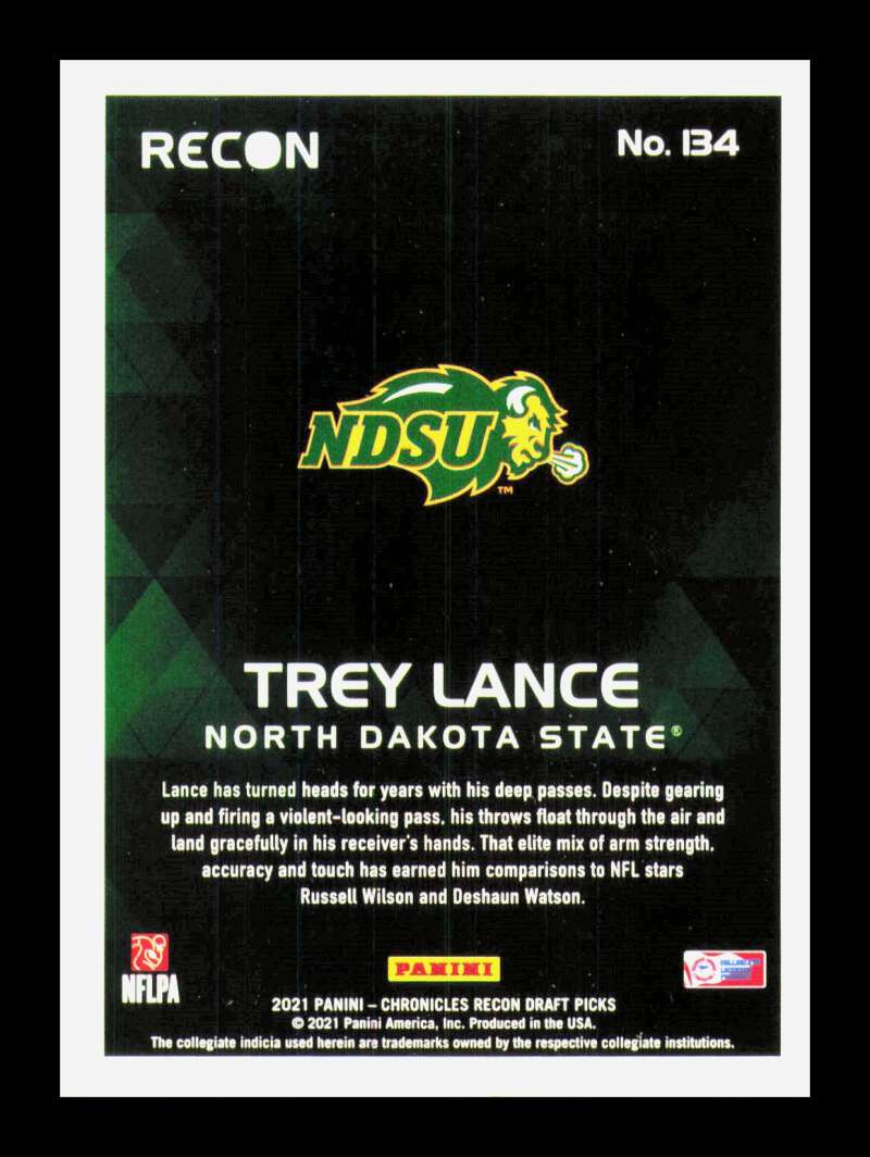 Load image into Gallery viewer, 2021 Panini Chronicles Draft Recon Green Trey Lance #134 North Dakota State Bison Rookie RC Image 2
