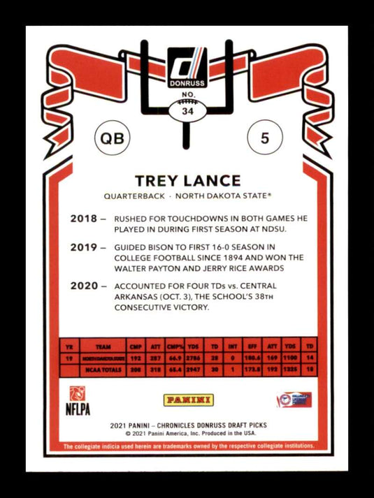 2021 Panini Chronicles Draft Donruss Retro Pink Trey Lance