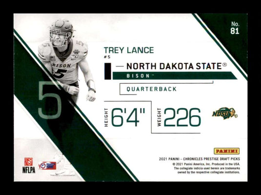 2021 Panini Chronicles Draft Prestige Trey Lance