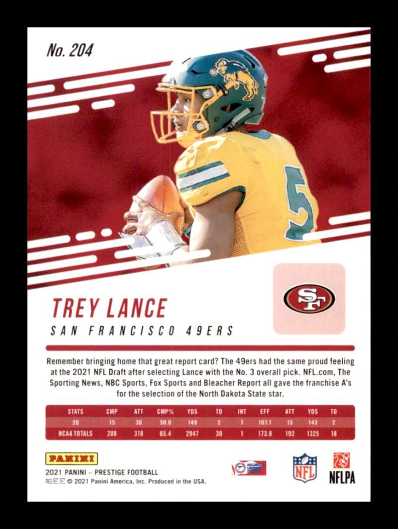 Load image into Gallery viewer, 2021 Panini Prestige Trey Lance #204 San Francisco 49ers Rookie RC  Image 2
