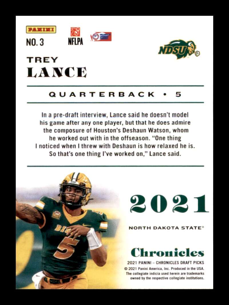 Load image into Gallery viewer, 2021 Panini Chronicles Draft Trey Lance #3 North Dakota State Bison Rookie RC Image 2
