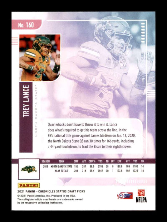 2021 Panini Chronicles Draft Status Trey Lance 