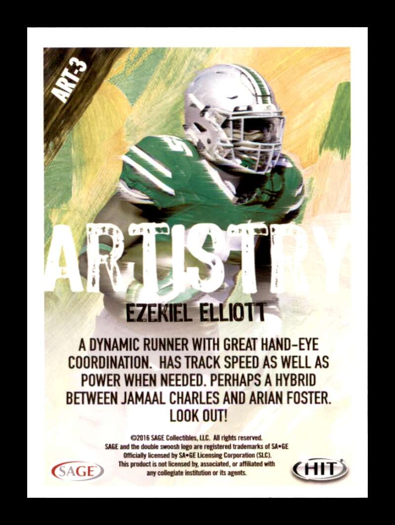 Load image into Gallery viewer, 2016 SAGE Hit Artistry Ezekiel Elliott #ART-3 Dallas Cowbows Rookie RC  Image 2
