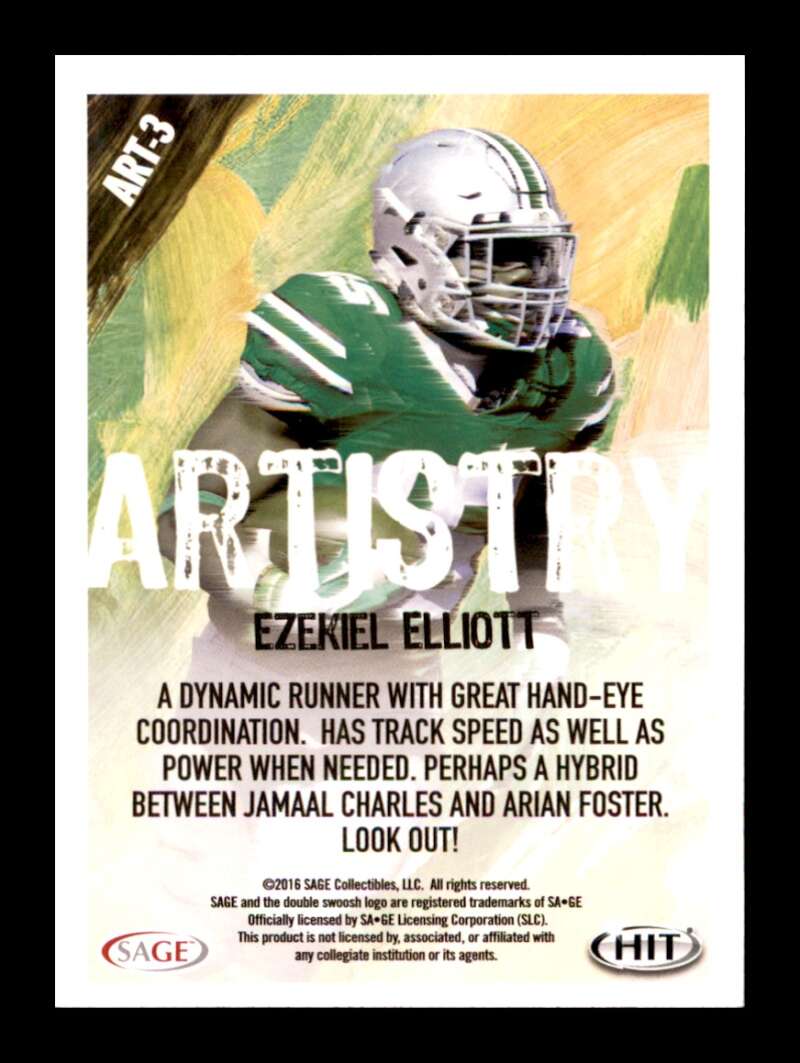 Load image into Gallery viewer, 2016 SAGE Hit Artistry Ezekiel Elliott #ART-3 Dallas Cowbows Rookie RC  Image 2
