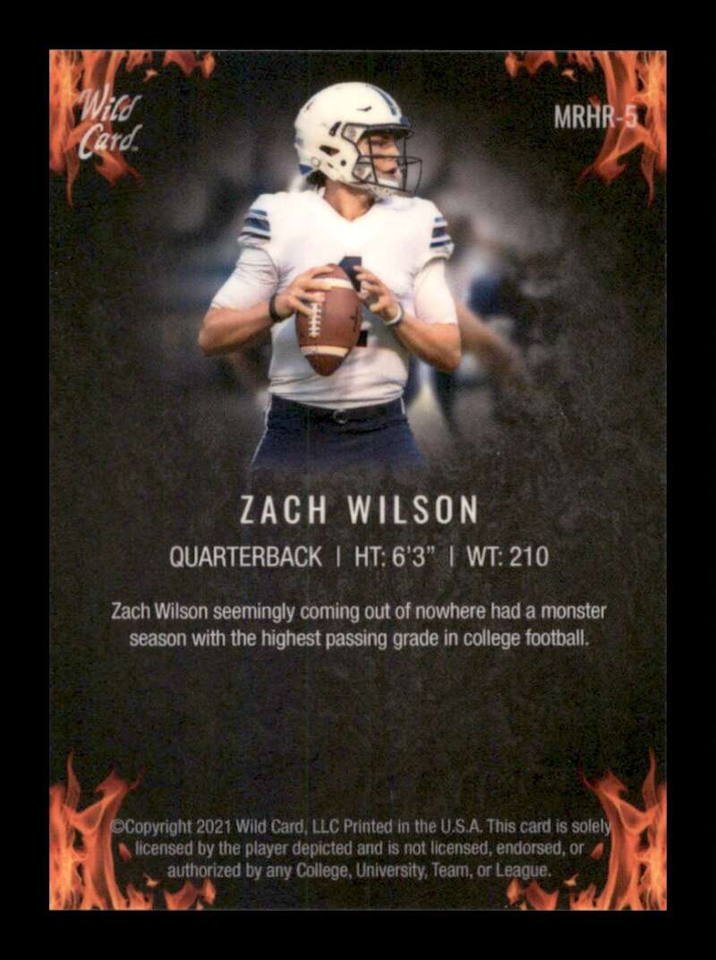 Load image into Gallery viewer, 2021 Wild Card Matte Rookie Heat Zach Wilson #MRHR-5 BYU Cougars Rookie RC Image 2
